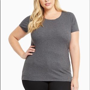 Torrid Grey Ribbed Knit Scoop Tee
